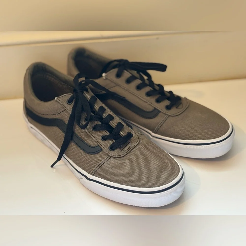 Vans Army Green and Black Sneakers in Youth 7